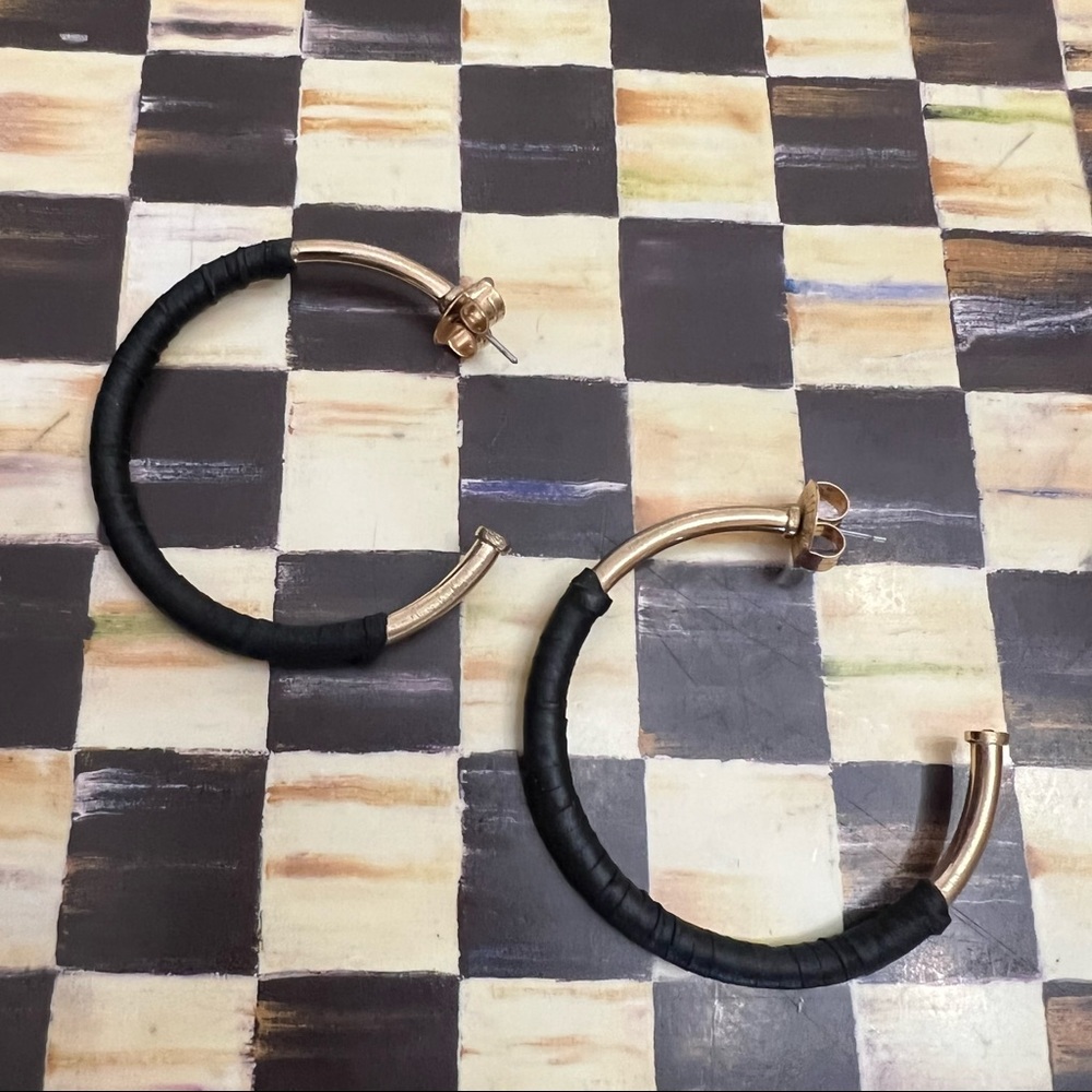 Anthropologie Leather Wrapped Hoops